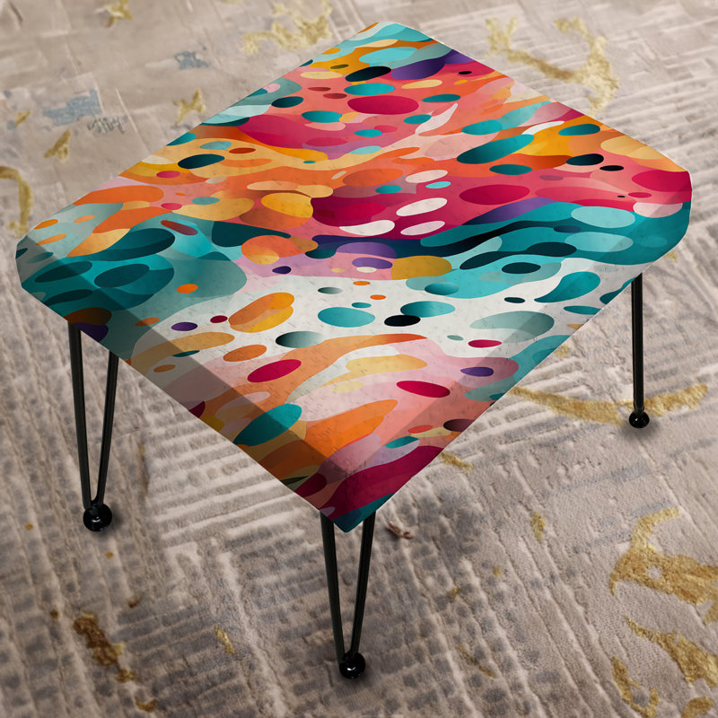 Rose et bleu vibrant abstrait Wilderness I - Repose-pieds rectangulaire abstrait