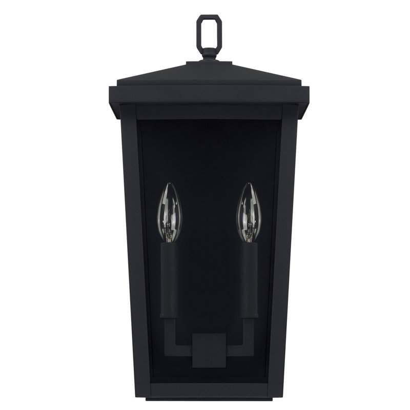 Lanterne murale d'extérieur à 2 ampoules Maghull, 17,75" H x 9" W x 6,75" D, Noir