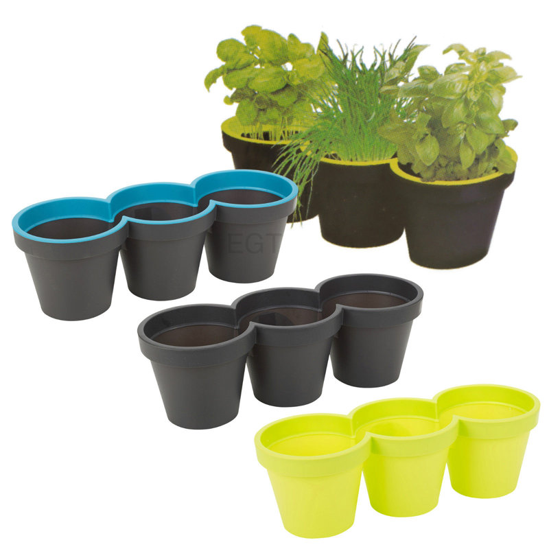 Gannon Pot Planter, Black, 13cm H x 39cm W x 14cm D, 3