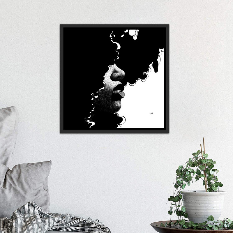 «Daughter of the Universe» par Ohab TBJ - impression d'art graphique, Toile encadrée, H 37 po x l 37 po, Noir patiné
