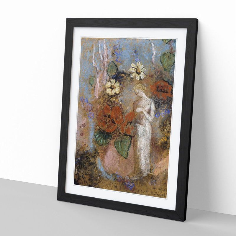 Pandora Vol.3 by Odilon Redon - Picture Frame Painting, 36cm H x 27cm W x 2cm D, Black Framed