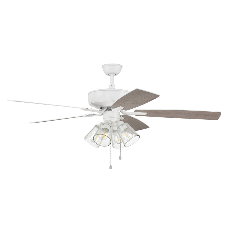 52'' Ceiling Fan with Light Kit, White