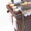 Îlot de cuisine extérieur avec armoire de rangement en bois massif et plateau en acier inoxydable-1430146722
