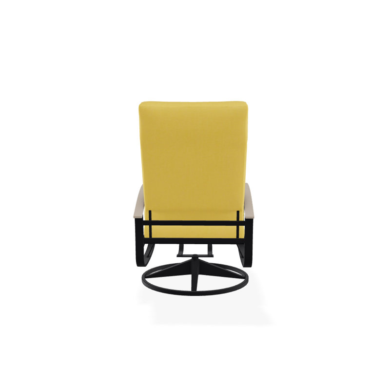 Chaise de patio pivotante avec coussins Askar, Jaune 43A, Désert P60, Noir texturé