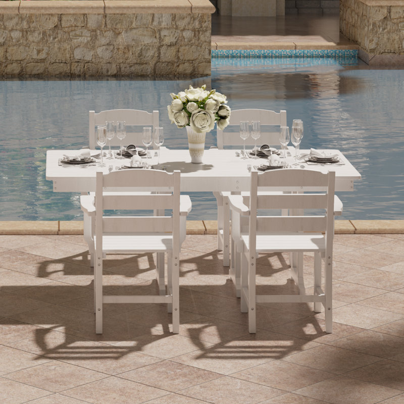 4-Person Hdpe Outdoor Dining Set, White