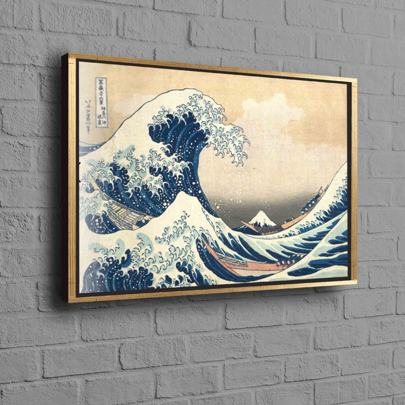 Grande vague inspirée de Hokusai, art mural sur toile de fond abstrait, parfait pour un décor dramatique au Japon