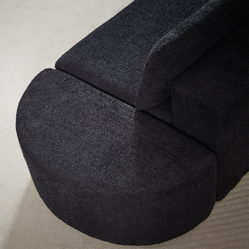 Ensemble de canapé modulaire en tissu chenille, Noir