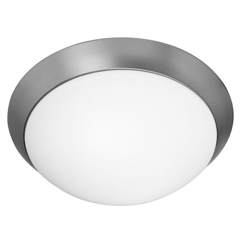 Capp Glass Flush Mount, Brushed Steel, 5" H x 15" W x 15" D