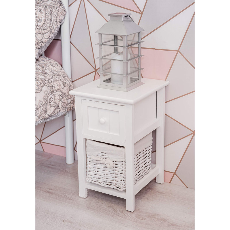 Amanni 35cm W Manufactured Wood Bedside Table, White