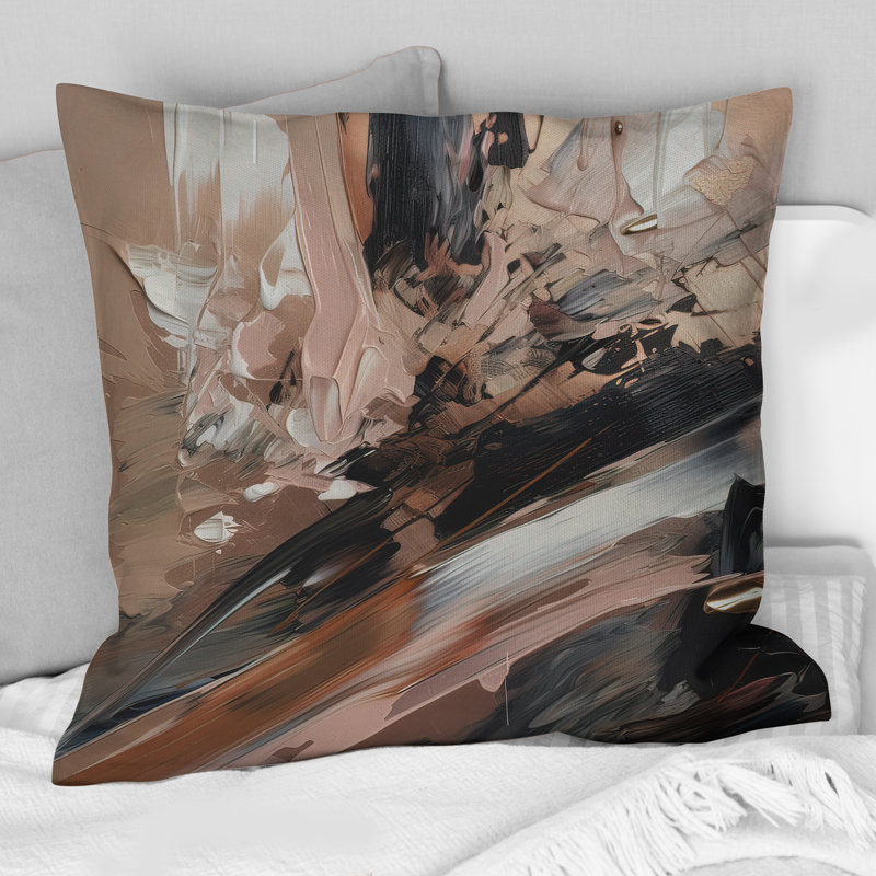 Coussin décoratif brun et noir au-delà des limites II - imprimé abstrait
