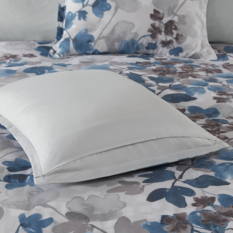 Blue Floral Full Microfiber Bed in a Bag Set