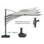 Parasol de patio gris en porte-à-faux carré de 11 pi avec solution de 280 g - tissu tissé teint et revêtement en polyuréthane, capacité imperméable, blocage Upf50 +, cadre en aluminium, espace d'ombrage 11 x 11, rotation à 360 °, base croisée