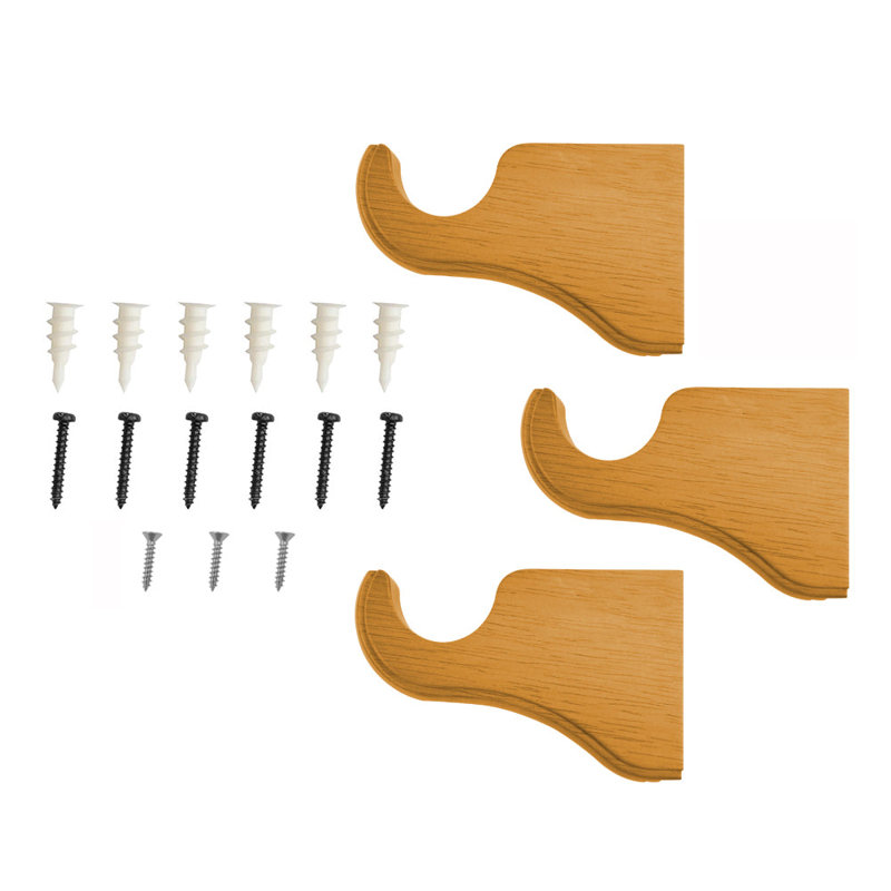Ensemble de 3 tringles à rideaux en bois Wingman (1 3/8 po), Chêne héritage