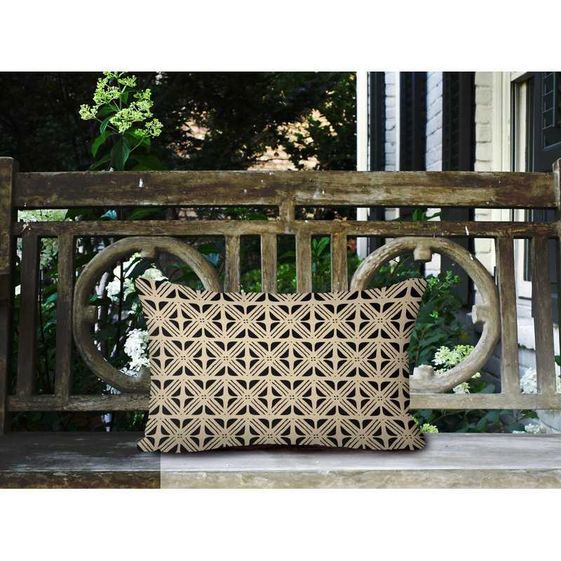 Housse de coussin d'extérieur carré et insert, Beige, 14 po x 20 po, Rectangle