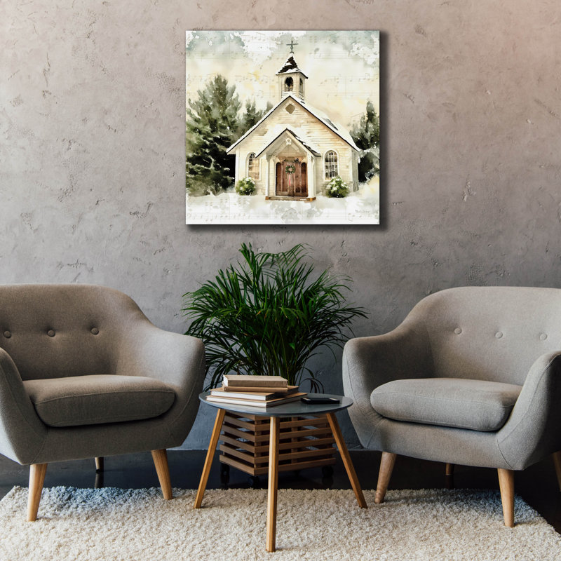 «Wall Church At Christmas 1» par Nicole DeCamp, art mural épique sur toile, 37 po x 37 po