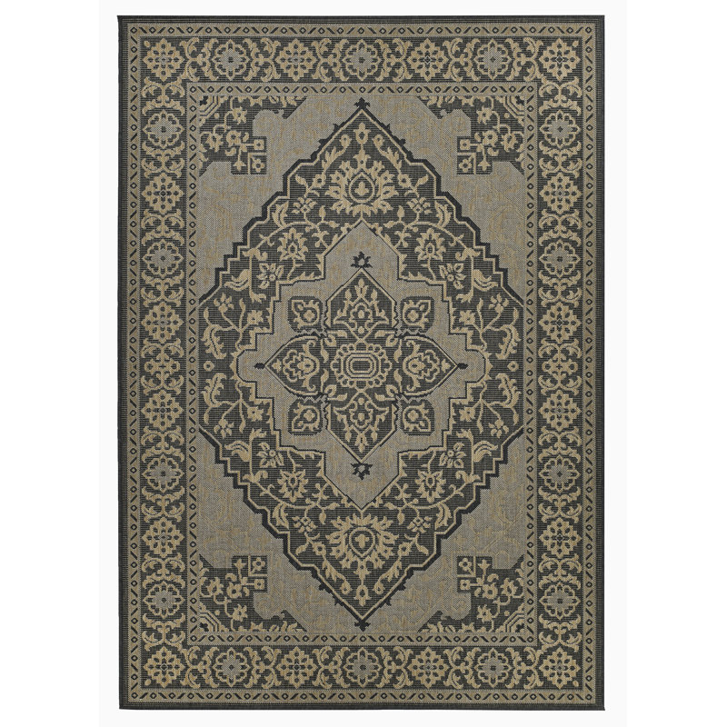 Tapis intérieur / extérieur en polypropylène tissé à la machine Rectangle Azalia, Rectangle 3 pi 11 po x 5 pi 6 po