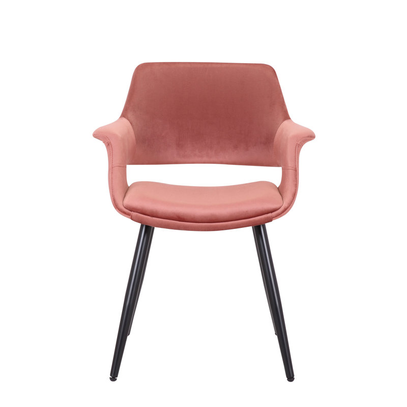 Shelton Velvet Dining Chair with Metal Legs, Pink