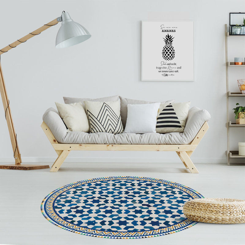 Bynoe Non-Slip Geometric Indoor Doormat, Round 136cm