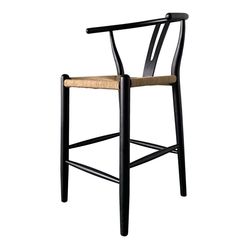 Tabouret de bar et de comptoir Albarado, Tabouret de comptoir (siège d'une hauteur de 26 p, Naturel / Noir