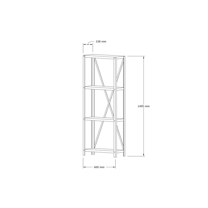 Bibliothèque moderne, blanche et noire, 23,6 po x 58,9 po x 11,4 po | 100% panneau de particules enduit de mélamine, épaisseur de 0,71 pouce | Structure en métal robuste, conception murale | Idéal pour le bureau à domicile, le salon et les espaces d'étude