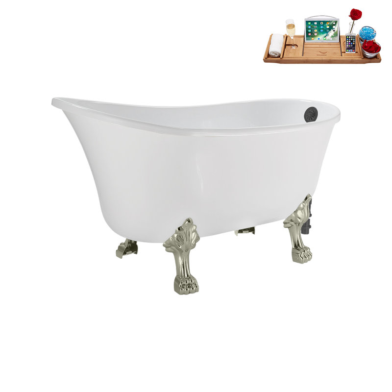 51.2'' x 25.6'' Soaking Acrylic Bathtub, Brushed Nickel, Brushed Gun Metal