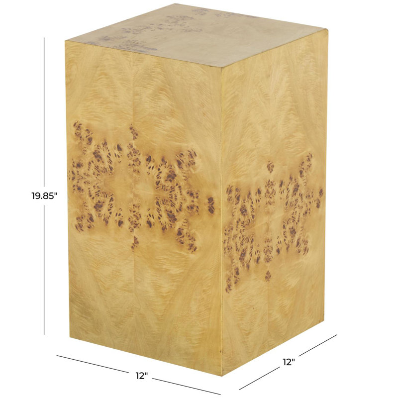 Cole And Grey Wood Square Cube Accent Table With Wood Grain Patterns