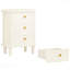 Table de chevet 20 po à 3 tiroirs et table de chevet ovale beige blanche entièrement assemblée avec pieds solides