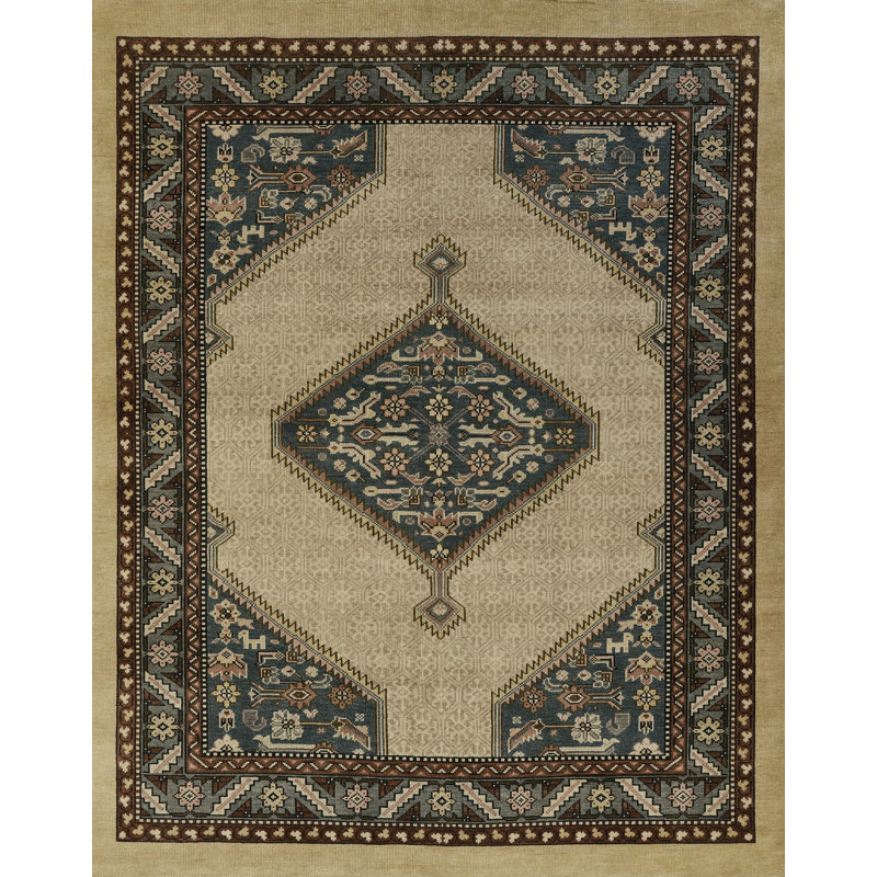 Oriental Area Rug in Blue/Beige, Rectangle 5' x 8'