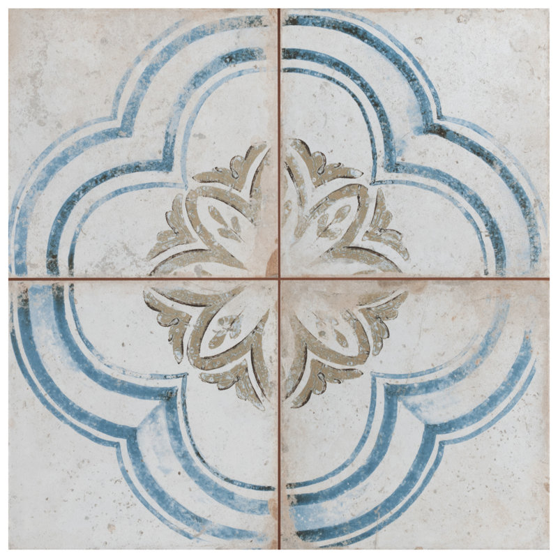 Carreau de céramique à motif pour mur et plancher 18 po x 18 po Kings Root Blossom