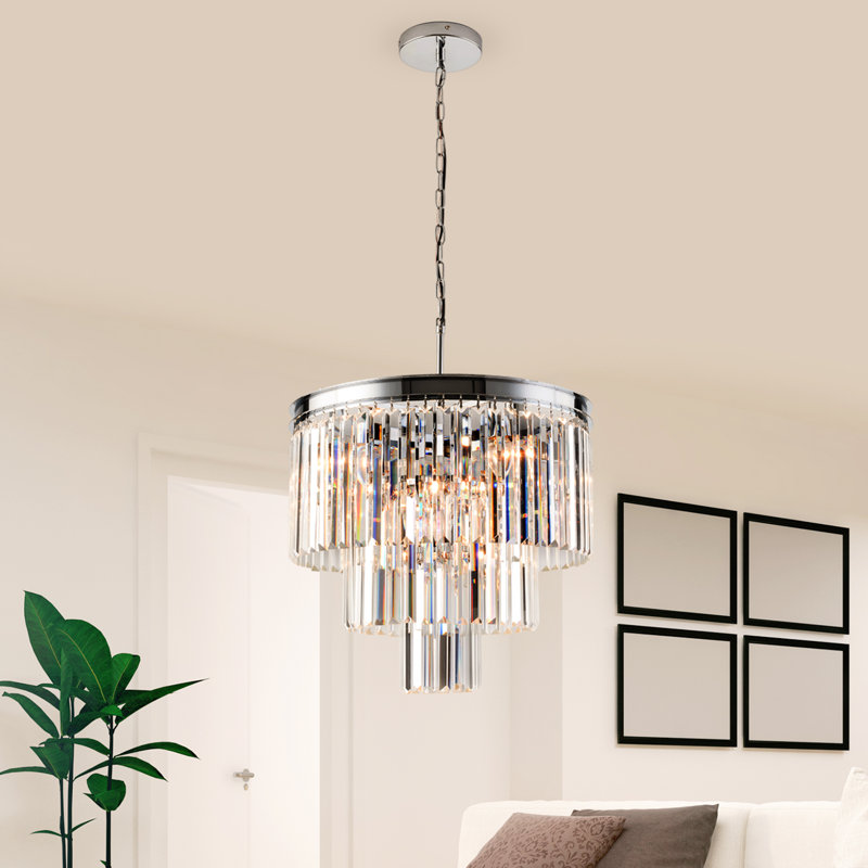 Chrome Crystal 7-Light Drum Pendant Chandelier