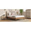 Lits plateforme en bois pleine grandeur avec DEL, tablettes de rangement, tiroirs et garde-corps, blanc