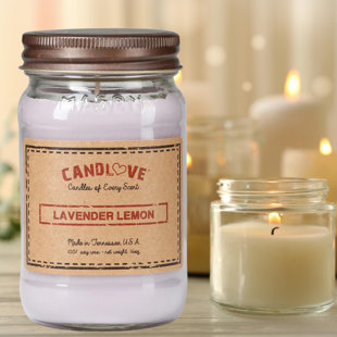 Bougie parfumée lavande citron avec support en verre