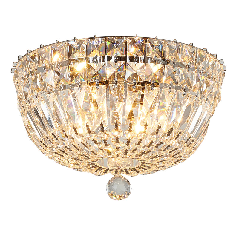 Plafonnier encastré or 4 lumières avec détails en cristal transparent Ida