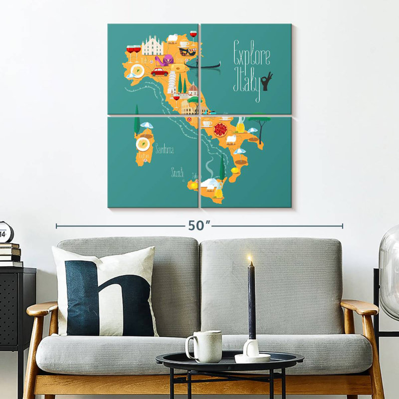 Carte d'Alazia Explorez l'Italie, H 32 po x l 32 po