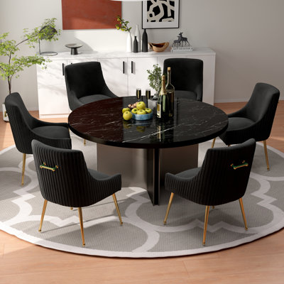 Baudel Tufted Velvet Metal Side Chair Dining Chair (Set of 6) by Everly Quinn