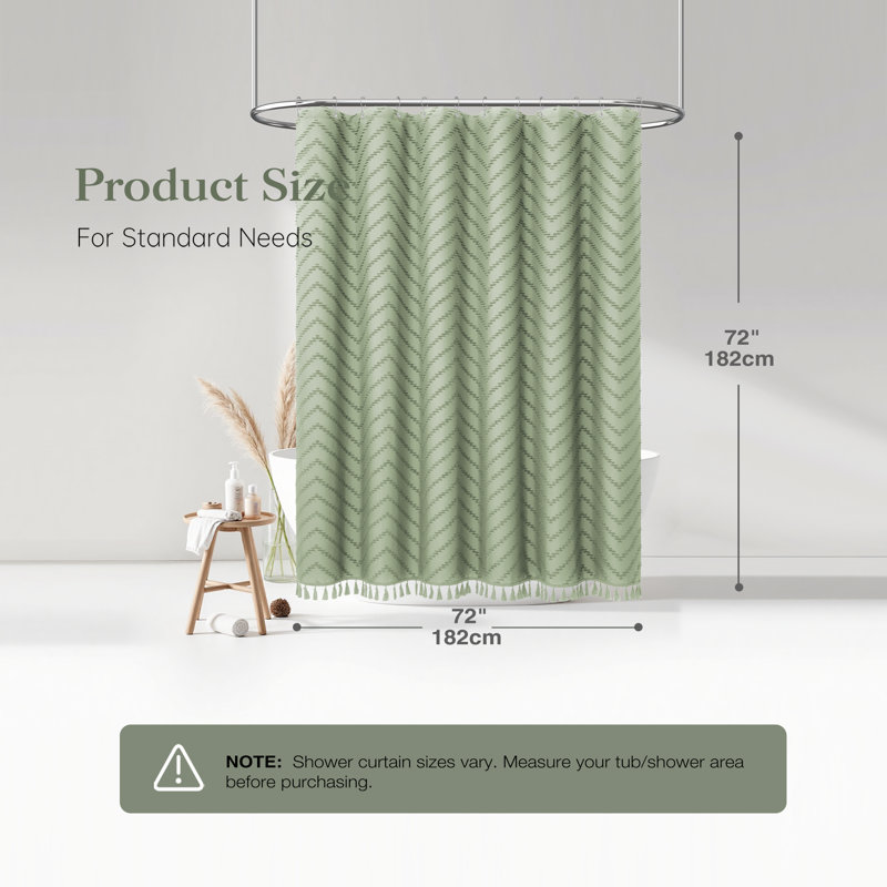 Rideaux de douche Boho, H 72 po x l 72 po, Vert sauge