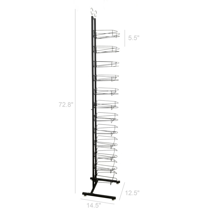 Support à chapeaux à 12 niveaux Roddy 12,5 po de largeur x 75 po de hauteur x 14,5 po de profondeur NOIR