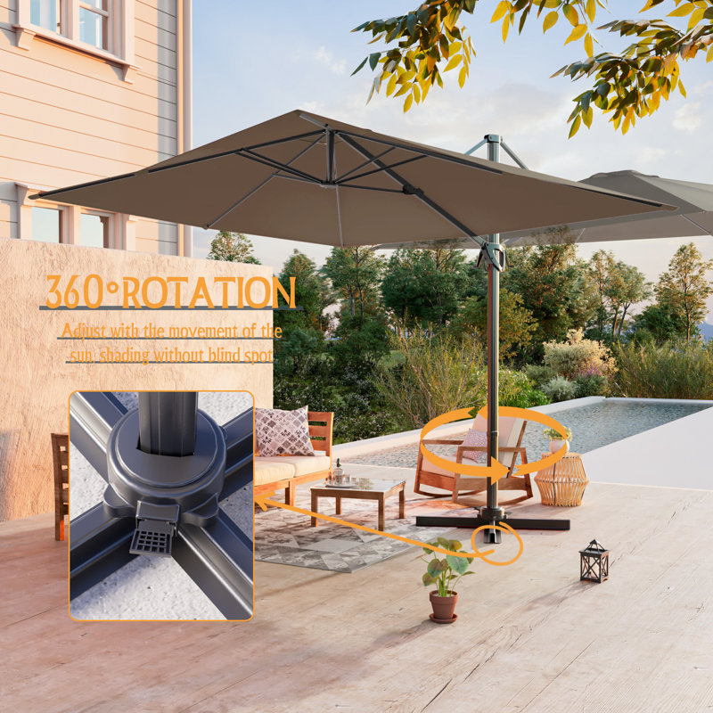 Parasol de patio en porte-à-faux 10x8FT, Taupe