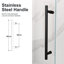 Porte de douche coulissante simple sans cadre de 44 à 48 po x H 76 po - Verre trempé transparent de 5/16 po (8 mm), conception de dérivation avec finition noir mat