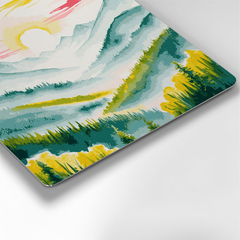 Aquarelle paysage 83, art mural en métal beige, H 12 po x l 12 po