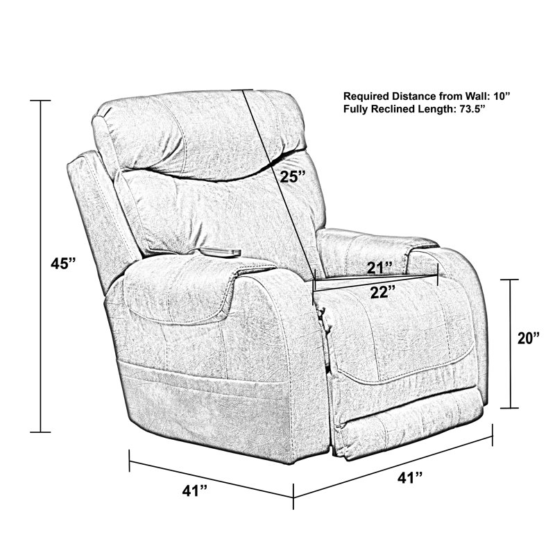 Recharger Power Rocker Recliner with Adjustable Headrest & Lumbar and CR3 Heat & Massage, Chocolate Polyester
