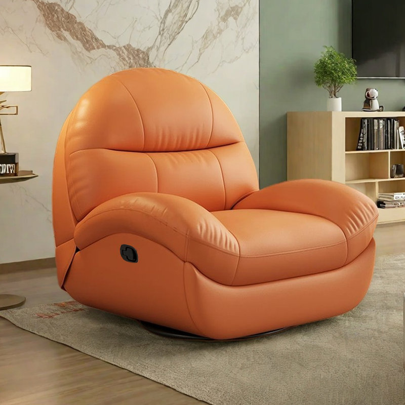 Multi-functional Single Recliner with Faux Leather, Orange