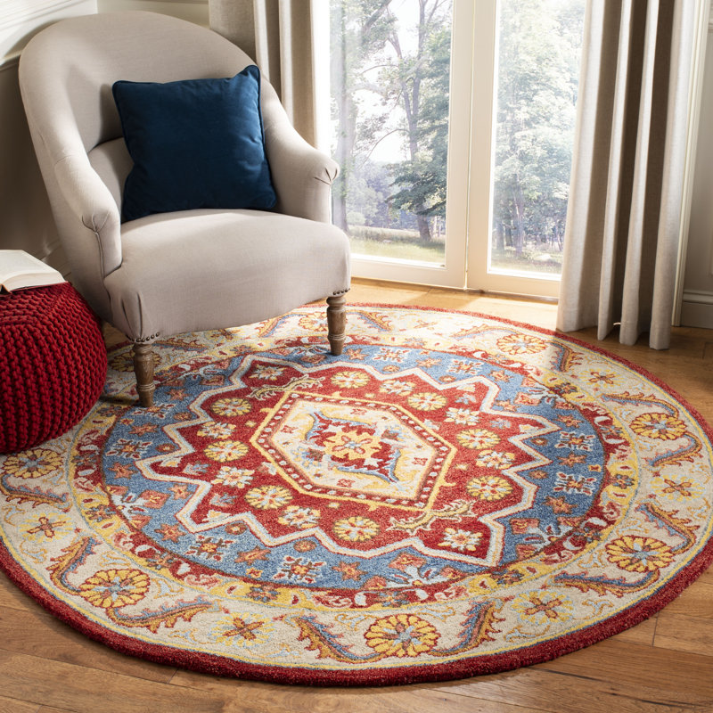 Antiquity Hand Tufted Wool/Cotton Oriental Rug in Red/Beige, Round 6'