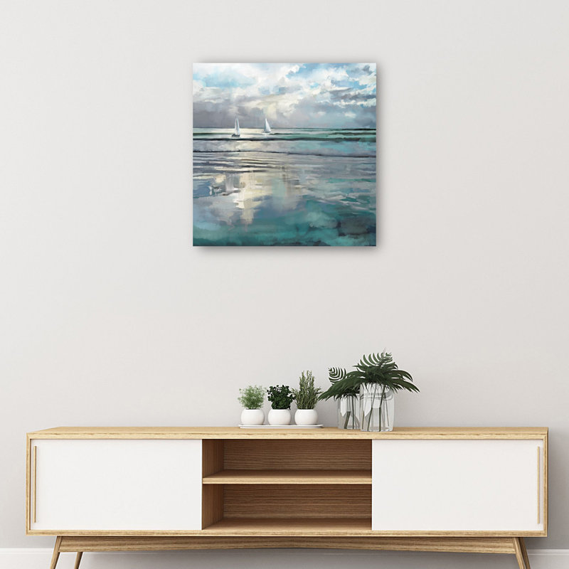 Indigo Seas Blue Canvas Art Print 41x41