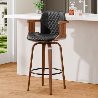 26'' High-back Swivel Bar Stool With Footrest