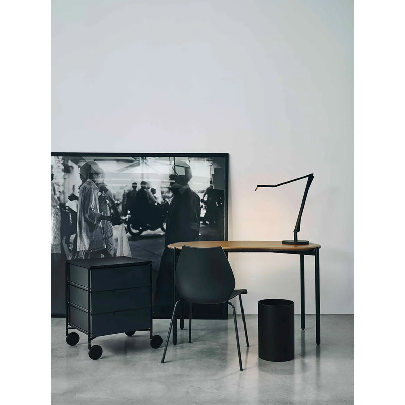 Maui Chair by Vico Magistretti, Charcoal, Black Painted Steel