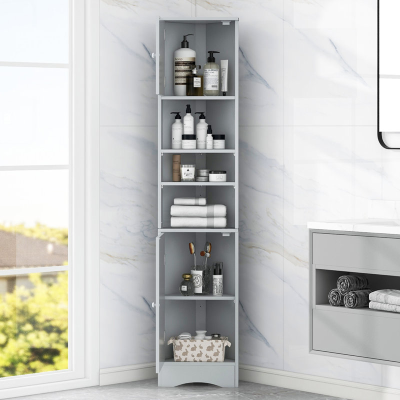 Armoire de rangement multi-fonctionnelle avec deux portes et tablettes réglables, tablette ouverte