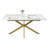 63"-78.7" Extendable Dining Table, Faux Marble Top, 6-10 Seat Space-Saving Kitchen Table, Gold-1169690033-1169690032