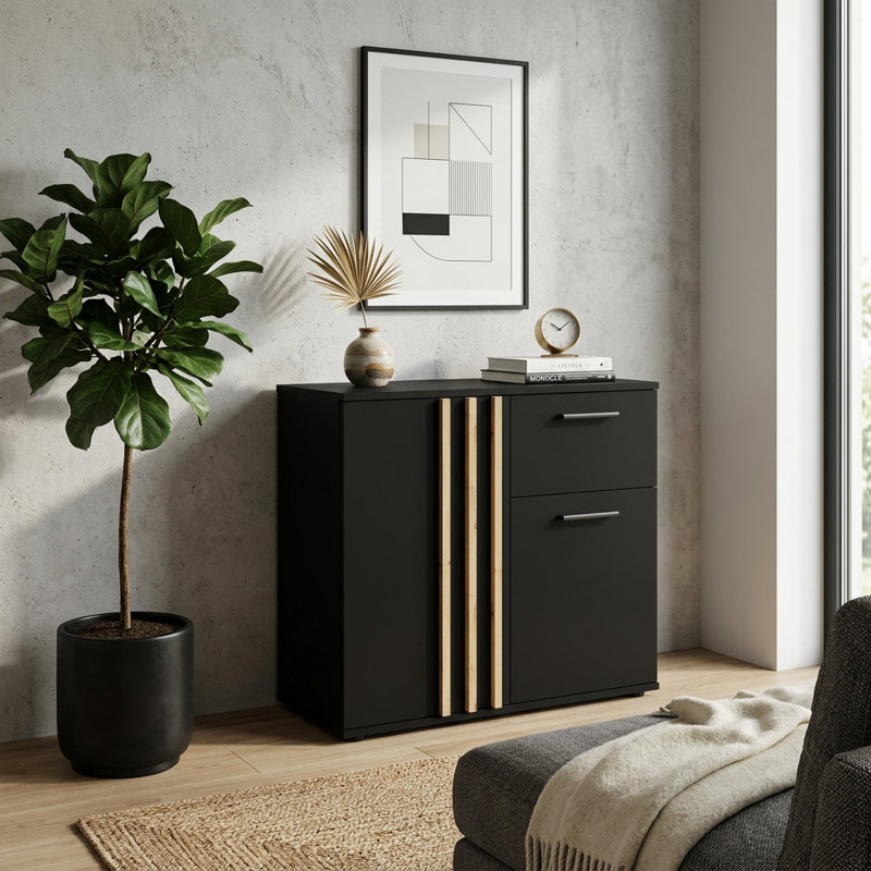 Riol 80cm W Chest of Drawers, Black