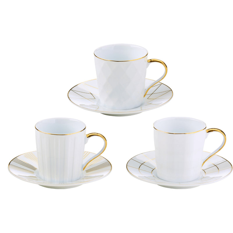 Lux Porcelain Espresso Cup and Saucer, Gold